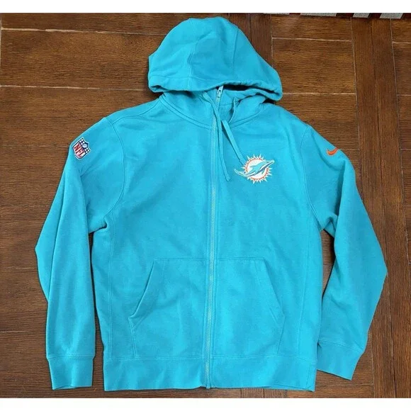 Men’s Miami Dolphins Nike Size M Blue Full Zip Jacket Hoodie NFL