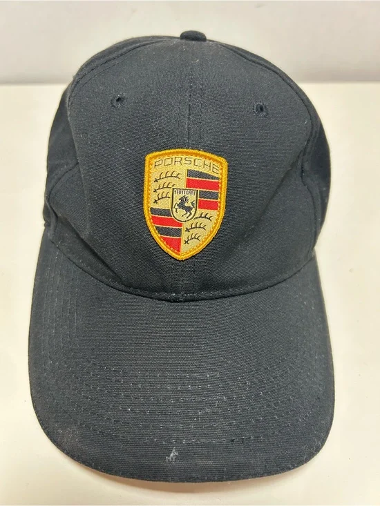 Porsche Black Crest Shield Logo Adjustable Metal Clasp Baseball Cap Hat