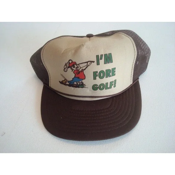 NOVELTY TRUCKER FUNNY COMIC    BEACH GOLF snapback  DEADSTOCK HAT CAP VINTAGE P3