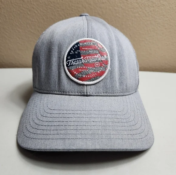 Travis Mathew Mens Gray Twill Mesh Snapback Hat