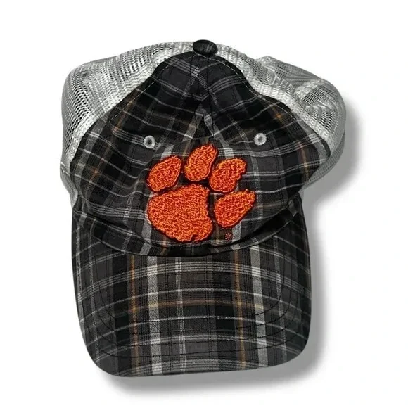 Clemson University Plaid Mesh Baseball Cap Hat