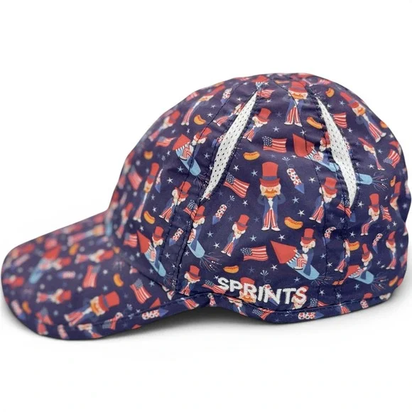 SPRINTS Unisex Performance Hat Navy Blue Patriotic Uncle Sams Rocket Running Cap