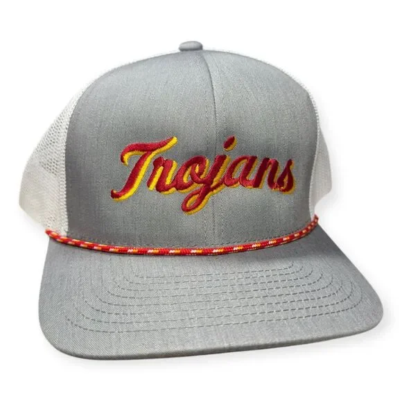USC‎ Trojans Gray White Snapback Adjustable Hat Mesh Back Retro Cap