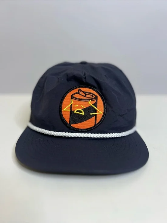Latchkey Navy Rope-Trim Cap with Orange Can Patch