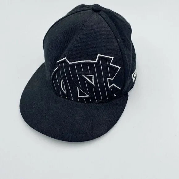 NWOT Era 59Fifty North Carolina Tar Heels Hat Cap Size 7 3/8  Black White NEW