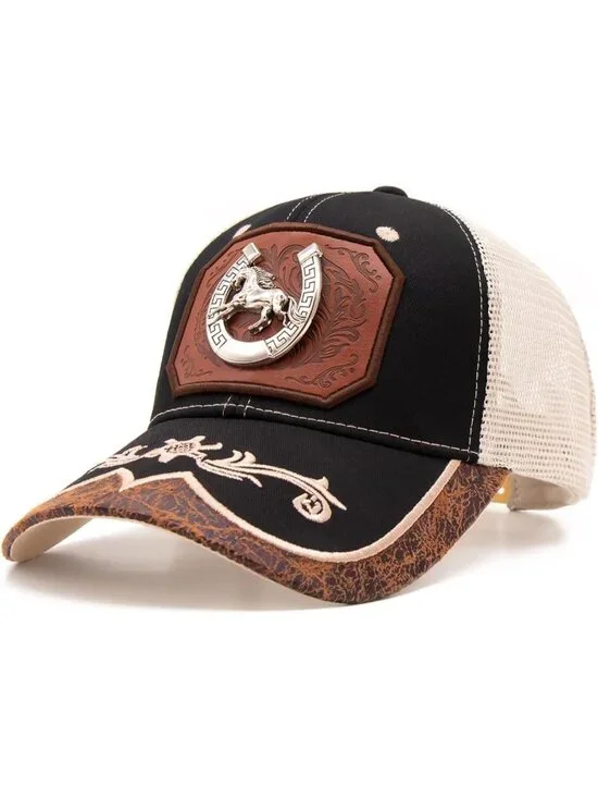 Men's T Black Polyester Western Vintage Cowboy Cute Baseball Cap
