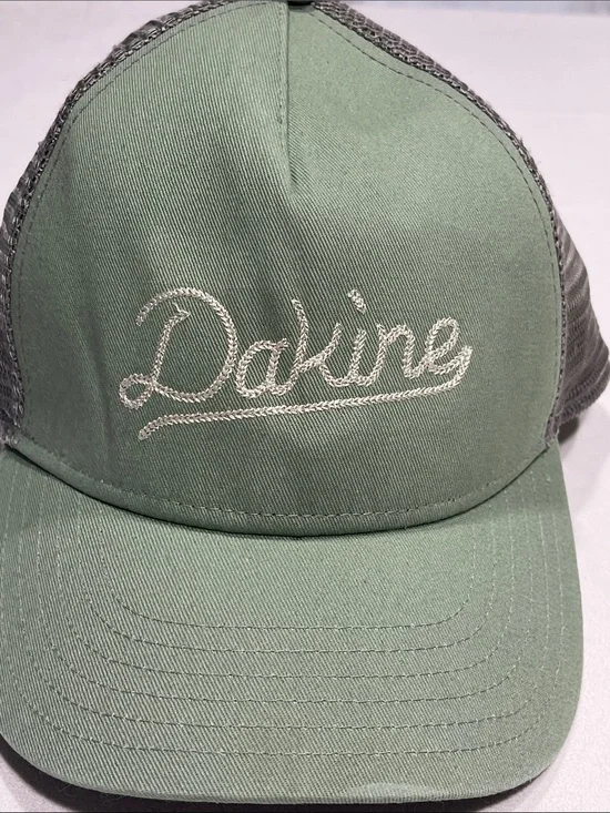 Dakine Script Logo Trucker Hat Sage Green Gray Mesh Snapback Adjustable