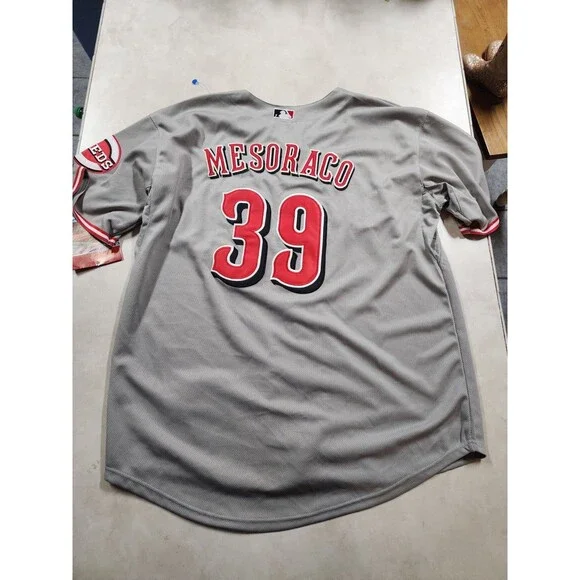 MLB Cincinnati Reds Mesoraco #39 Majestic Stitched Road Gray Jersey Men’s Size52