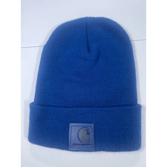 Carhartt Beanie Unisex One Size Blue Acrylic Logo Patch Watch Hat 101070 H75
