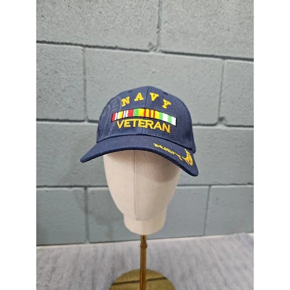U.S NAVY VETERAN‎ HAT BALLCAP Blue New Navy Veteran on bill