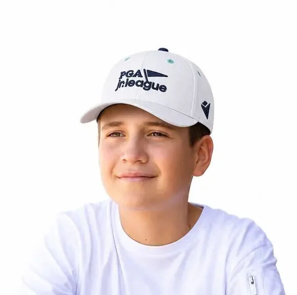 Official PGA Jr League Macron Golf Hat White Performance Adjustable Cap NWT