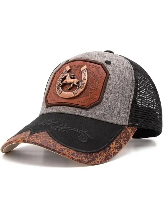 Men's U Grey Polyester Western Vintage Cowboy Cute Baseball Cap