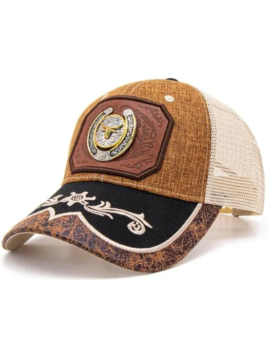 Men's D Brown Polyester Western Vintage Cowboy Cute Baseball Cap