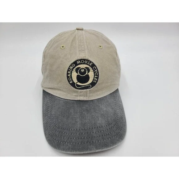 Roaring Mouse Cycles Strapback Adjustable (Seems Small)‎ Hat Cap Men Women Beige