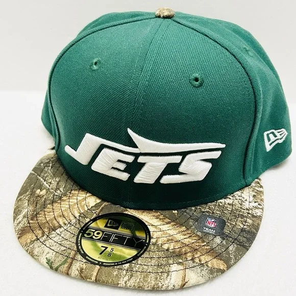 New Era New York Jets‎ 2-Tone Camo 59FIFTY Fitted Hat Cap 7 5/8 Green NFL