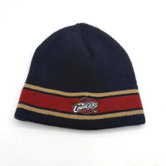 Cleveland Cavaliers Reebok Beanie Mens One Size Blue Knit Hat Striped Logo Y2K‎