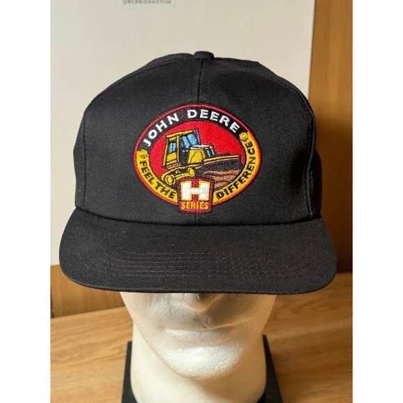 Vintage John Deere Feel‎ The Difference H Series K-Products Black Snapback Hat