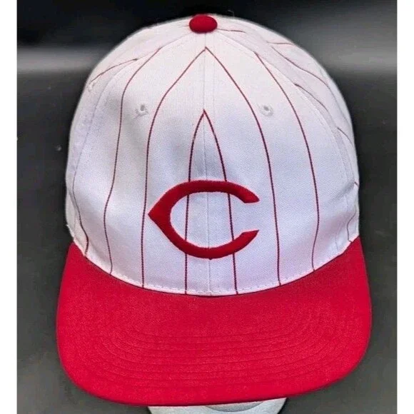 Vintage MLB Cincinnati Reds Sports Specialties Pinstripe Snapback Hat Cap READ!