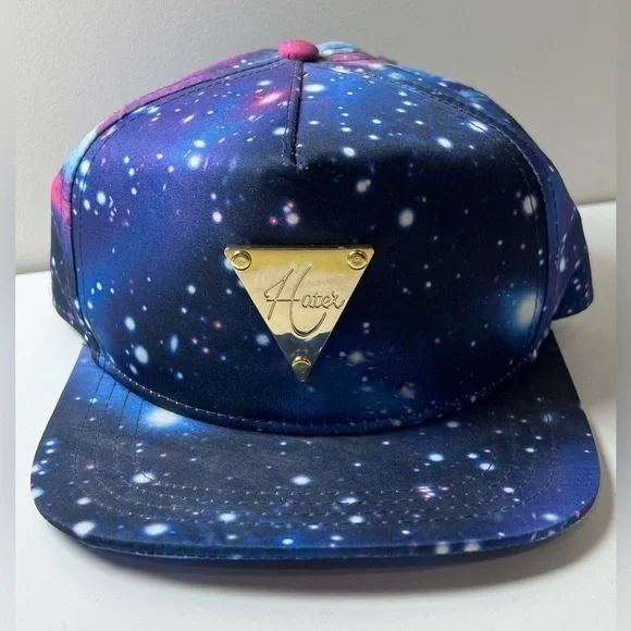 Hater SnapBack Co. Galaxy Front Logo Emblem Y2K Planet Graffiti SnapBack Hat