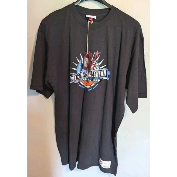 Mitchell & Ness Mens Sz XLT Black NBA All-Star Weekend ‘97 Cleveland New Shirt