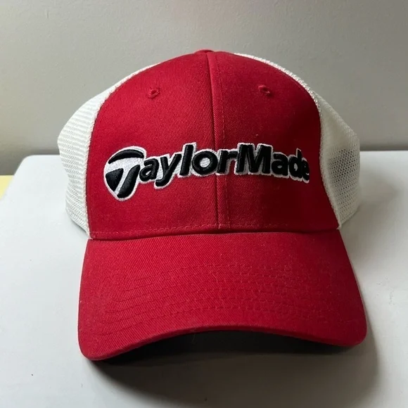 Classic TaylorMade Red and White One Size Golf Performance Hat Cap PGA EUC
