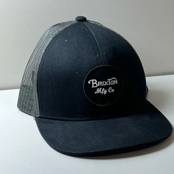 Classic Brixton Black and Gray Fromt Emblem Patch Logo Trucker Hat