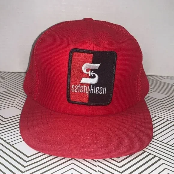 Vintage‎ Safety Kleen One Size Cap Hat Red Black  Mesh Snapback Trucker USA