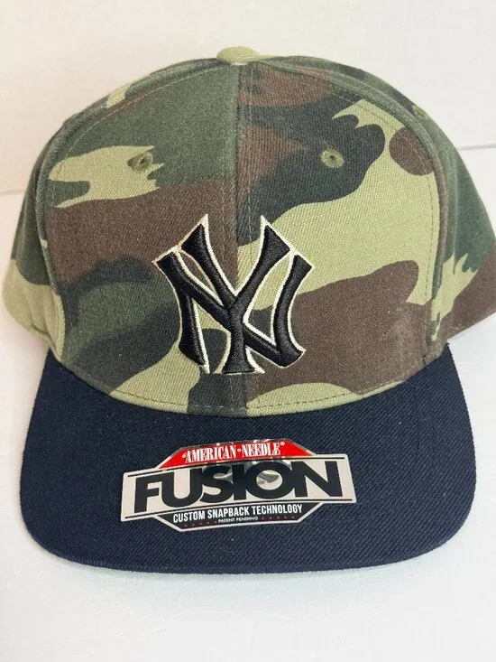 American Needle Cooperstown Collection NY Yankee Hat Cap SnapBack Wool Camo Mens