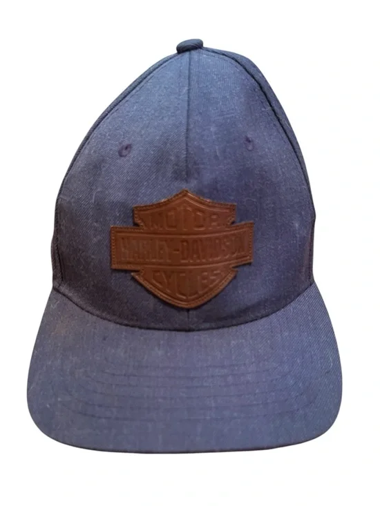 Harley Davidson Bar & Shield Leather Patch Snapback Cap Route 66 Tulsa Oklahoma