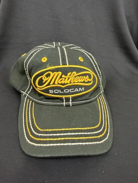 Vintage Mathews Solocam Archery Hunting Black Strapback Hat