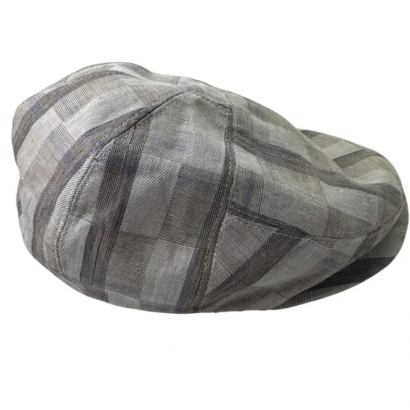 Epoch Hats Company Mens Gray Plaid Cotton Flat Cap Ivy Driving Hat‎ S/M