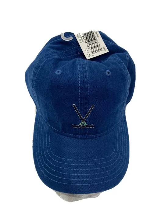 Hockey Hat With Sticks And Puck Logo Baseball Cap Hat, Navy, One Size NWT