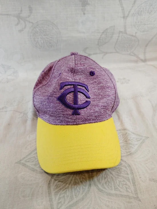 Purple and Yellow Baseball Cap with Raised Logo