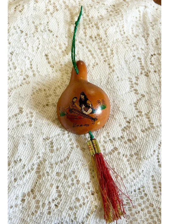 Hand-Painted Traditional Gourd Ornament with Tassel
