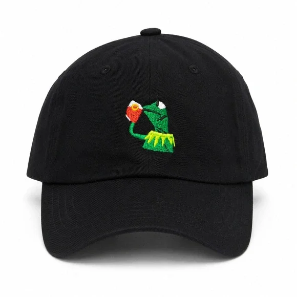 Kermit The Frog None of‎ my Business Tea Meme Hat OSFA Black Embroidered Dad Hat
