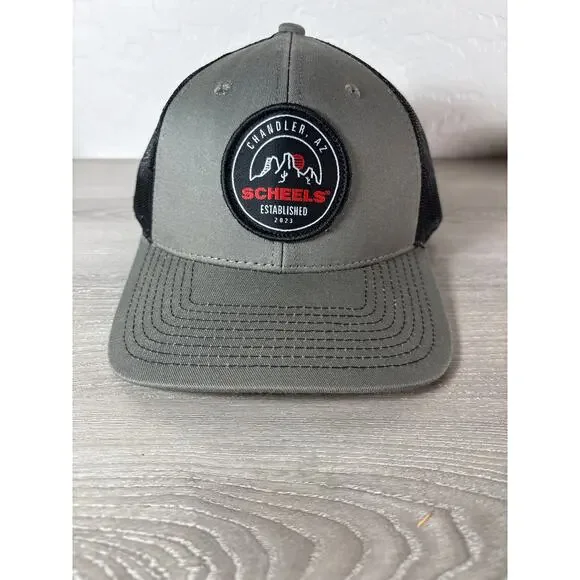 Scheels Chandler Arizona‎ Gray Black Men's Snapback Trucker Hat- EUC