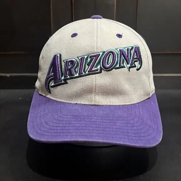 Vintage 90s ANNCO Arizona Diamondbacks Grey Purple Mens Snapback Hat