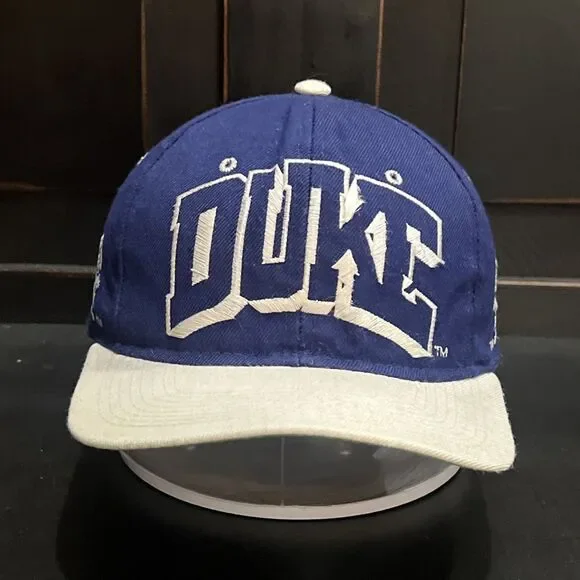 Vintage 90s Duke Blue Devils “Go Duke!” Blue White Wool SnapBack Hat