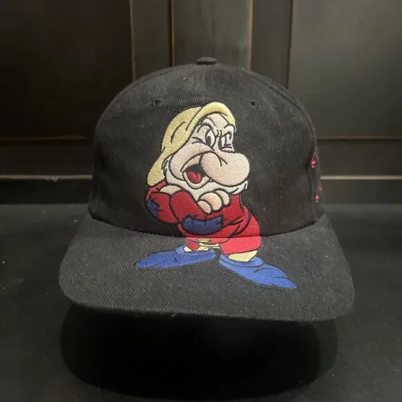 Vintage 90s Grumpy Snow White 7 Dwarfs Snapback Cap Walt Disney Goofys Hat Co