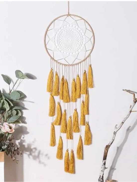 Artilady macrame dream catcher features a white mandala web