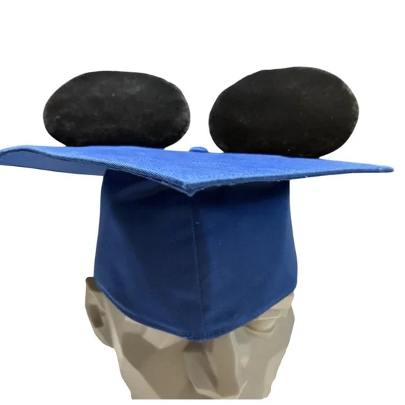 Disney Store‎ Blue Graduation Cap with Mickey Ears Adult Adjustable Hat Class