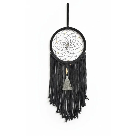 Boho Dream Catcher Wall Hanging Macrame Tassel Black Gray 30 Inch‎