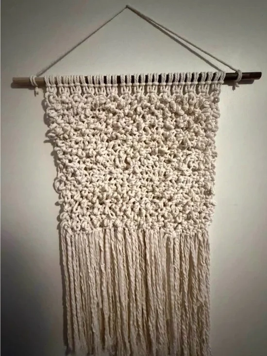 Handcrafted Cream Macramé Wall Tapestry - Boho Home Decor