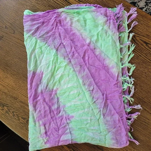 Mint Green and Purple Tie Dye Tapestry Throw Beach Cover-up ONE SIZE 64