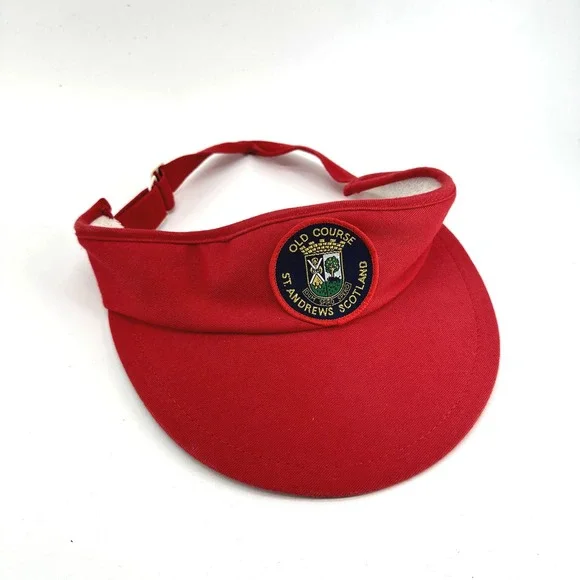 Vintage St Andrews‎ Golf Visor Mens Red Old Course Scotland 80s Made in England