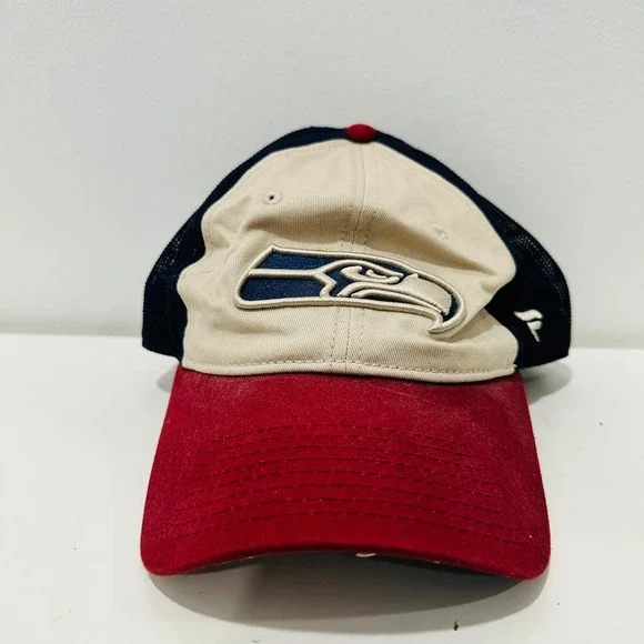 Fanatics‎ NFL Pro Line Seattle Seahawks Trucker Hat Tan Navy Red Snapback Cap