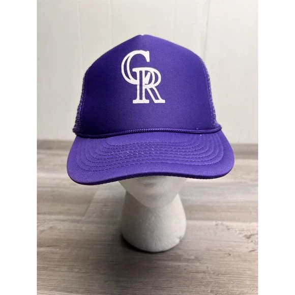 Vintage 90s Colorado‎ Rockies Purple Mesh Trucker Snapback Hat Cap Youth