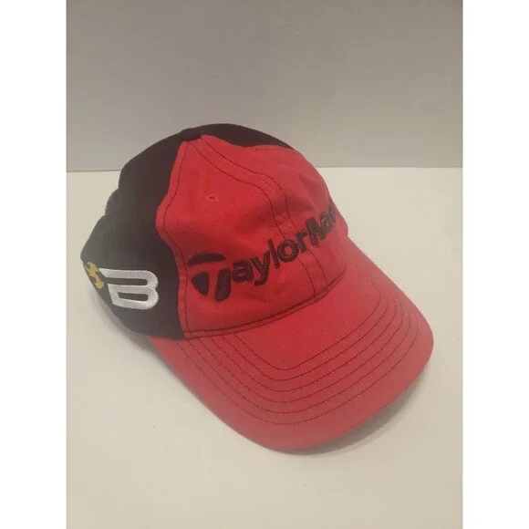 TaylorMade Burner Red/Black Strapback Hat Adjustable Back Golf Cap