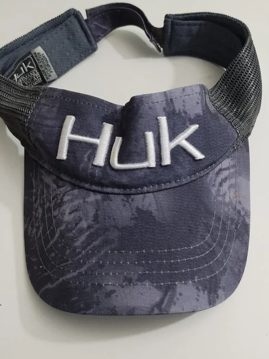 HUK Men's Performance Fishing Visor Gray Mossy Oak Camo Adjustable Strapback
