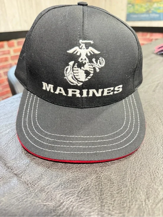 Vintage Marines Black Baseball Cap with Embroidered Emblem